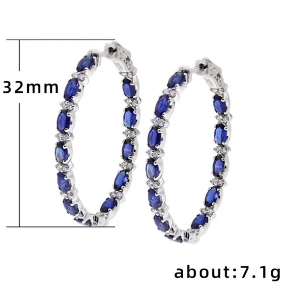 🌟 Big Hoop Sapphire Earrings - Picture 4 of 4